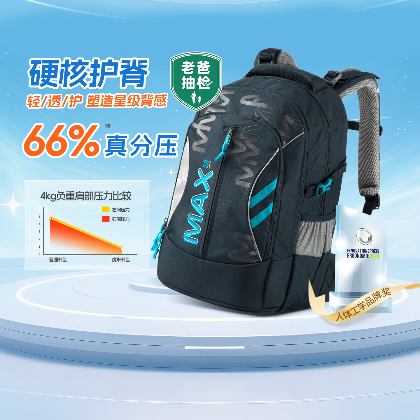 tigerfamily虎米 5-6年级/初中及以上男女书包小学生轻便初高中护脊减负双肩包升级至尊系列