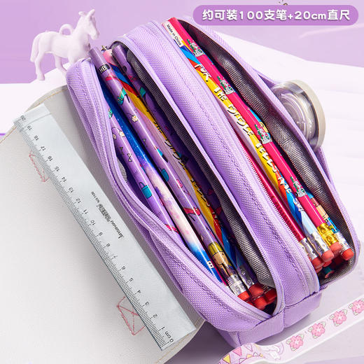 新款小学生拉布布库洛米可爱卡通笔袋三层大容量拉链文具盒铅笔盒开学季学习用品新款书包补习袋 商品图2