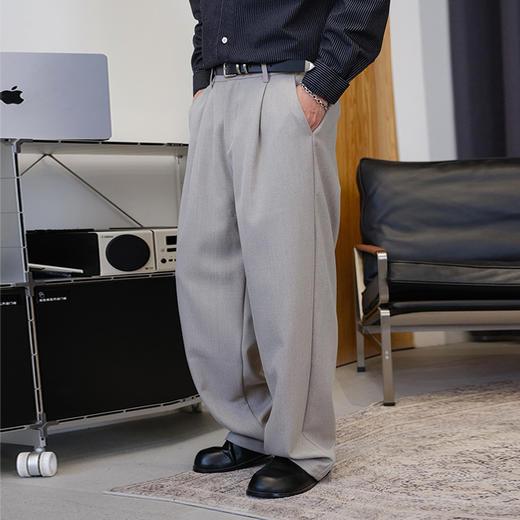 徐太浪340g高级感商务休闲西裤男秋季宽松直筒阔腿垂感大码西装裤 商品图2