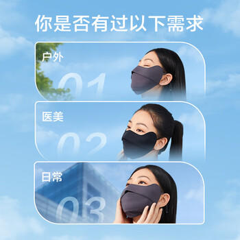 京东京造口罩防晒口罩男女同款防紫外线口罩女全脸防晒面罩冰丝凉感黑色 /服饰内衣 /服饰配件 /口罩 商品图7