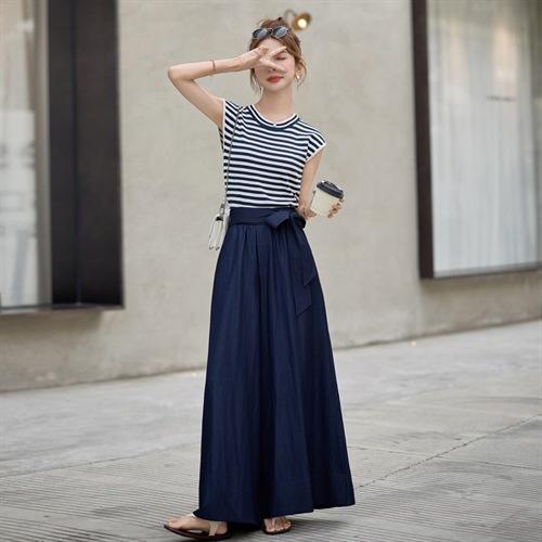 FY2588条纹马甲背心上衣阔腿裤套装两件套女2025新款减龄搭配一整套夏装 商品图3