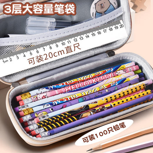 新款新品卡皮巴拉大容量文具盒小学生可爱铅笔盒卡通3d立体笔袋开学季学习用品新款书包补习袋 商品图3