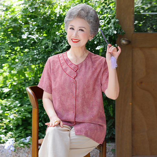 奶奶夏装短袖中老年人衬衫女妈妈花色衬衣洋气小衫夏季衣服婆婆妈 商品图5