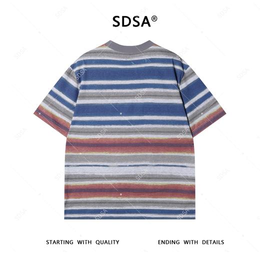 SDSA夏季新款男士痞帅简约休闲撞色条纹圆领短袖T恤小众设计百搭 商品图4