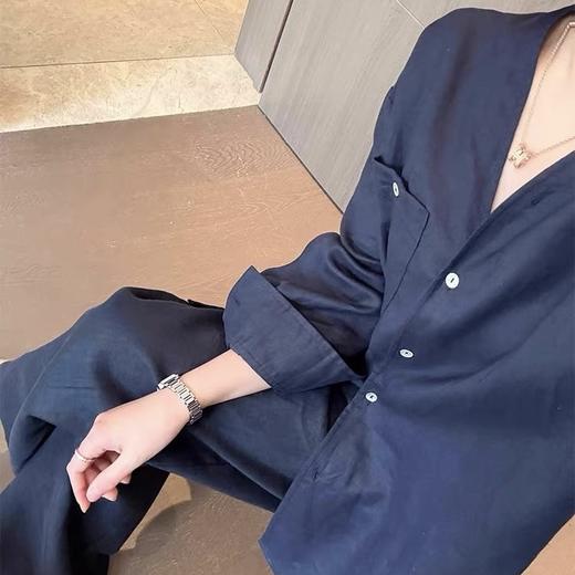 卷卷紫V领棉麻衬衫｜面料舒适，亲肤透气 商品图9