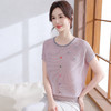W561-17722-68-1082025新款洋气妈妈夏装短袖针织小衫薄款中年女夏季圆领冰丝t恤衫 商品缩略图1