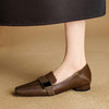 【预售5天】法式复古低跟小皮鞋女新款真皮方头中口单鞋通勤一脚蹬乐福鞋NJMK&K1710 商品缩略图1