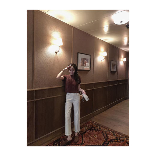 金蘑菇菇 热可可绞花毛衣+奶油法博牛仔裤 商品图2