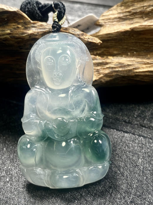 【FC0094】翡翠飘花观音挂件  种水充足  飘花灵动 观音慈眉善目 商品图2