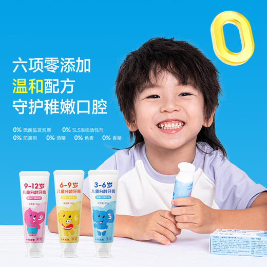 小象宝宝儿童分龄牙膏3-6-9-12岁三氟防蛀含氟牙膏16小时防蛀 商品图3