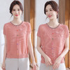 W561-17722-68-1082025新款洋气妈妈夏装短袖针织小衫薄款中年女夏季圆领冰丝t恤衫 商品缩略图2