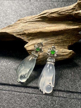 【FC0106】18K镶嵌翡翠高冰掌上明珠吊坠  种好起光  冰润通透  款式精美