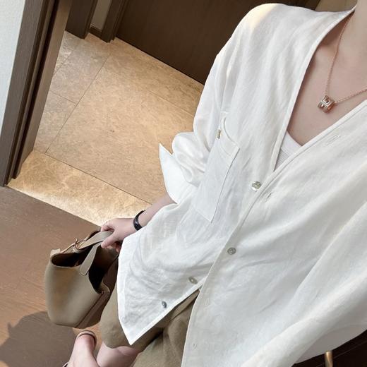 卷卷紫V领棉麻衬衫｜面料舒适，亲肤透气 商品图3