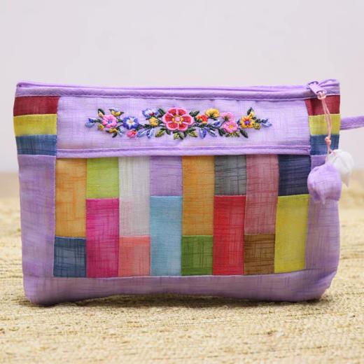 ZL民族文创韩式绣花竹节纱手工多功能包 商品图7