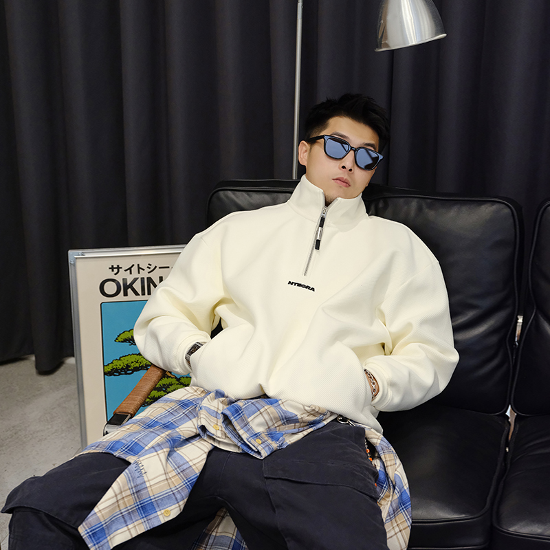 徐太浪360g半拉链卫衣男2025新款秋季美式高街字母宽松运动外套潮