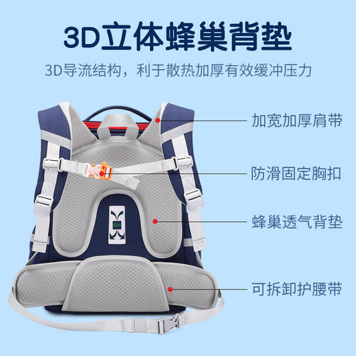 七星狐小学生透气减负护脊书包 大容量6-12岁男女儿童太空双肩背包 商品图3