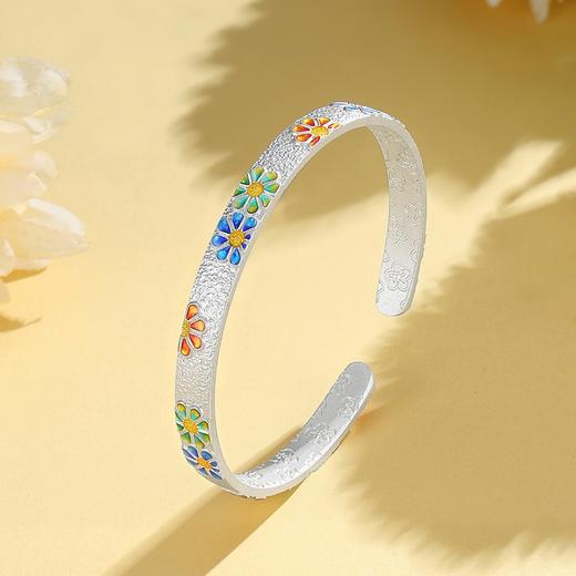 Winy 9999足银绮梦雏菊手镯滴胶工艺配证书送女友闺蜜节日生日礼物 商品图0