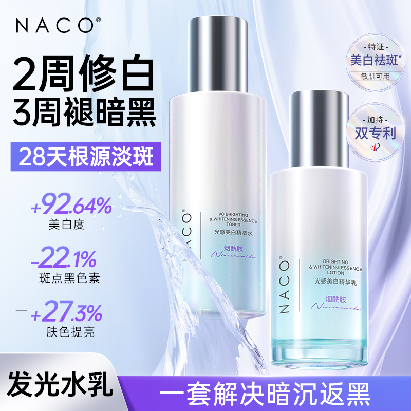 【老客专属福利】烟酰胺光感美白水乳套（精华水150ml/瓶 +精华乳120ml/瓶）