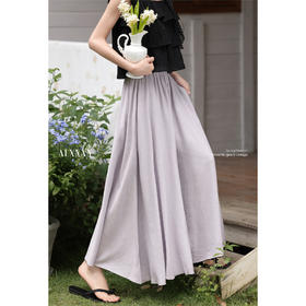 鹿向南「巴黎晨吻」慵懒紫色休闲裤女夏季新款宽松休闲直筒长裤子L55821