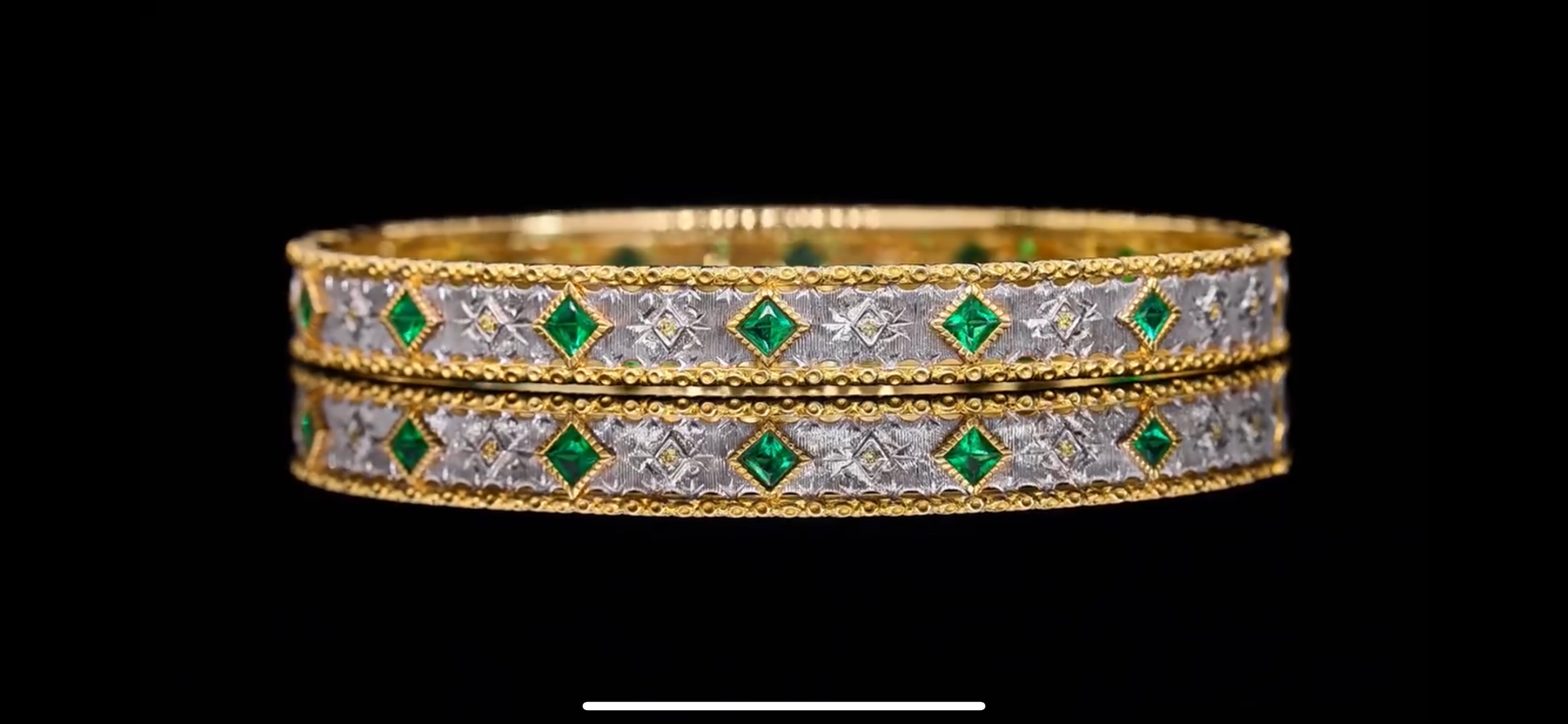 「丝路」祖母綠钻石手工拉丝金手镯