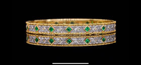 「丝路」祖母綠钻石手工拉丝金手镯