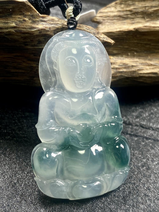 【FC0094】翡翠飘花观音挂件  种水充足  飘花灵动 观音慈眉善目 商品图1