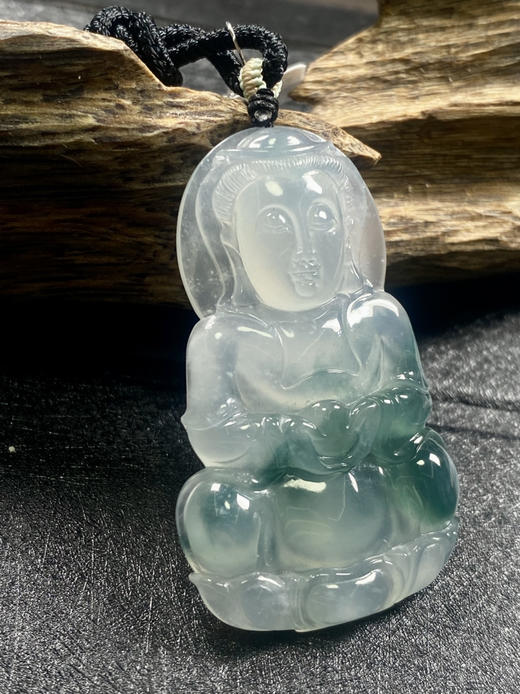 【FC0094】翡翠飘花观音挂件  种水充足  飘花灵动 观音慈眉善目 商品图0