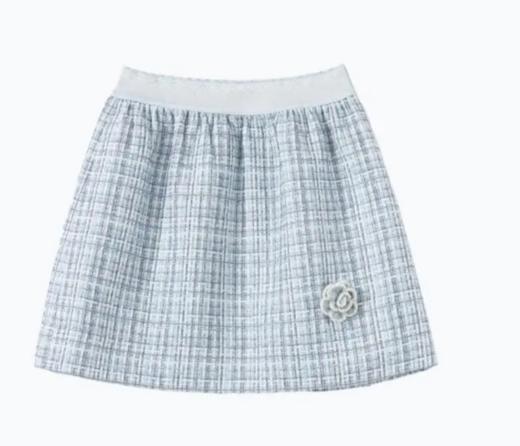 【春上新】【秋季新品】8楼琳麦罗 LYNN&MILO 蓝色雪尼尔小香风半裙 商品图0