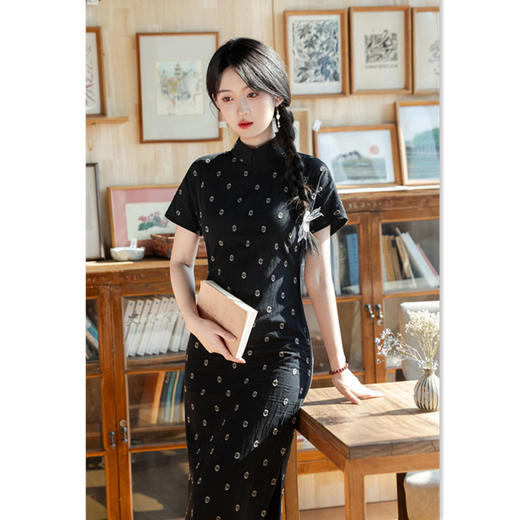 SYK11017时尚改良年轻女士棉麻绣花旗袍2025春夏新款日常修身旗袍裙 商品图0