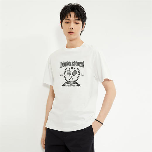 佐丹奴男装纯棉印花圆领针织短袖T恤13094208 商品图0