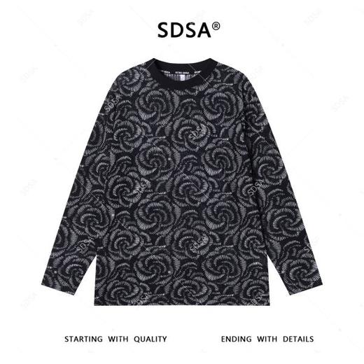 T4496SDSA秋季新款男士痞帅简约休闲满印花卉印花设计圆领长袖T恤宽松 商品图1