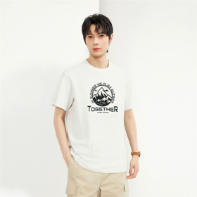 佐丹奴男装纯棉针织户外主题印花圆领短袖T恤 13094205