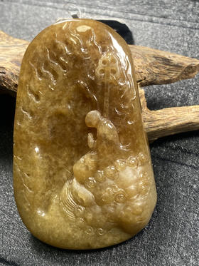 【FC0099】翡翠黄翡悟道挂件  庄厚大气 原皮特色 雕工精美