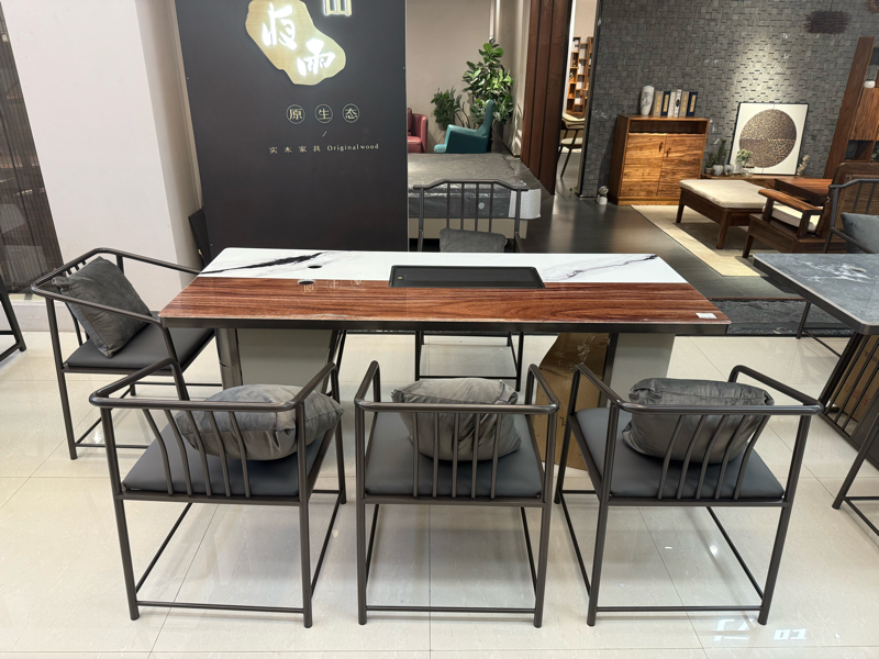 C09彩晶岩熊猫白拼色茶台/A509-C09-CJ