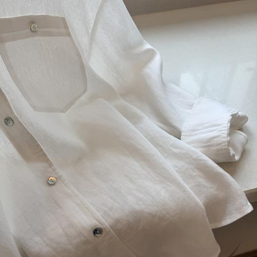 仰姐同款 简约休闲V领棉麻衬衫 面料舒适亲肤透气 法式气质风慵懒松弛随性百搭 卷卷紫 商品图6