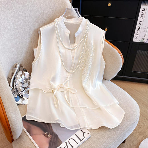 A34730高品质减龄中年女气质马甲背心女夏季国风无袖上衣新中式马夹坎肩 商品图2