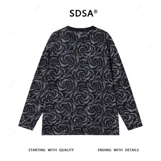 T4496SDSA秋季新款男士痞帅简约休闲满印花卉印花设计圆领长袖T恤宽松 商品图5