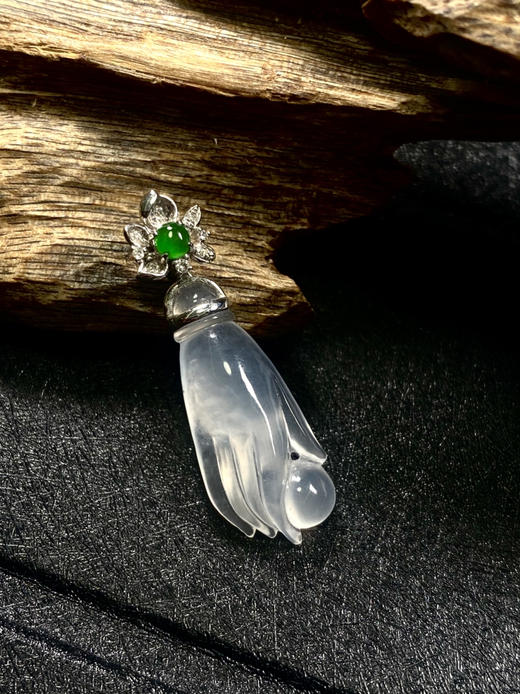 【FC0106】18K镶嵌翡翠高冰掌上明珠吊坠  种好起光  冰润通透  款式精美 商品图2