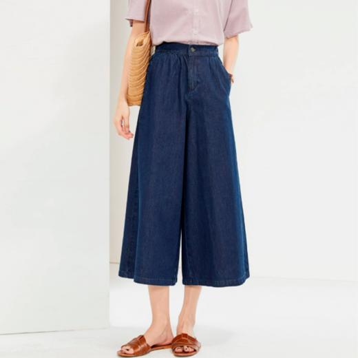 佐丹奴裙子女装纯棉薄牛仔半松紧腰阔腿七分裙裤 13425303 商品图2
