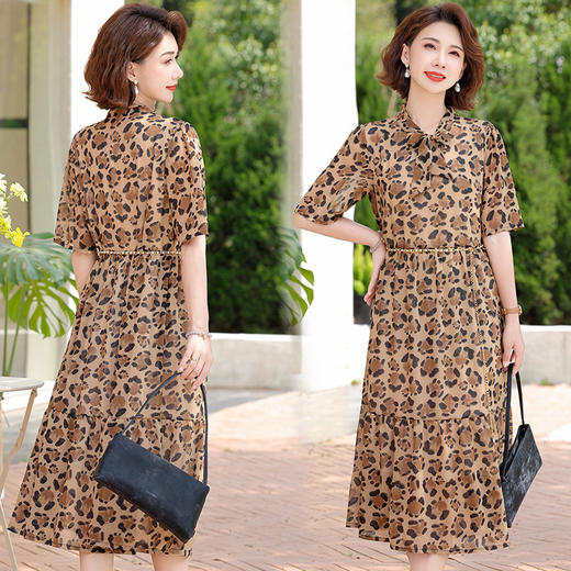 W509-228-102-168中年妈妈夏装短袖印花连衣裙2025新款洋气质中老年女装长裙子衣服 商品图0