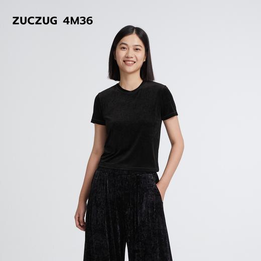 2楼素然压花丝绒修身T恤吊牌价795 商品图0