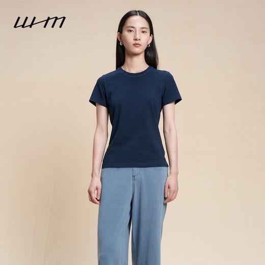 2楼素然靛蓝染针织布合体短袖T恤吊牌价695 商品图0