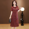 中长款时尚连衣裙，气质优雅中老年妈妈短袖a字裙QYM-YJ-25DS675-L 商品缩略图0