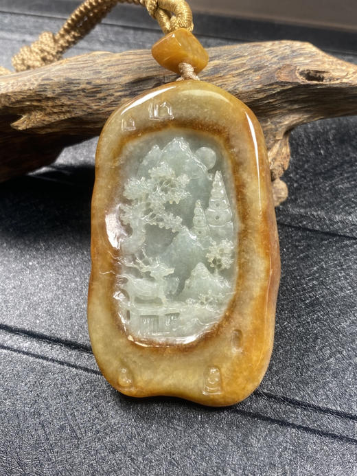 【FC0093】翡翠黄翡山水挂件  庄厚特色  天然黄翡 雕工精湛 商品图1