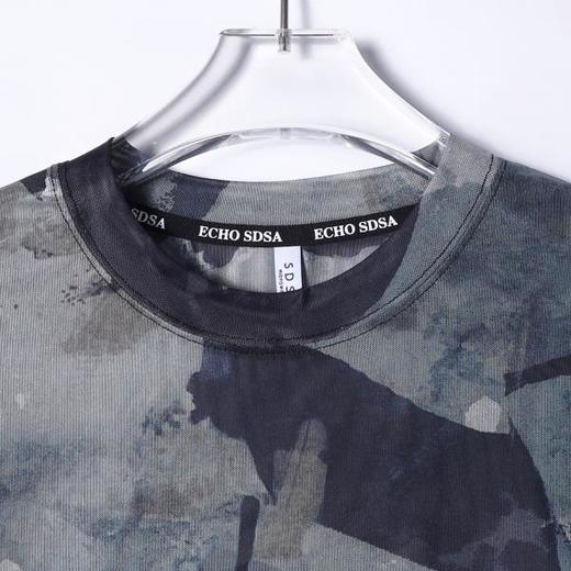 T4503SDSA夏季新款男士痞帅国潮不规则晕染设计圆领长袖T恤休闲气质 商品图2