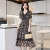 蕾丝拼接碎花连衣裙，气质V领时尚优雅减龄高腰A字裙子HR-SSQJRA650 商品缩略图3
