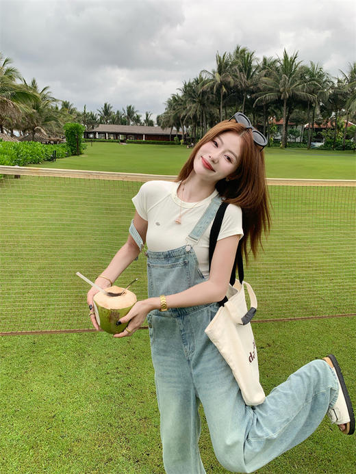 <曾小咸推荐>盐系复古减龄牛仔背带裤 日常219.99 立减120 秒杀99.99！ 商品图10