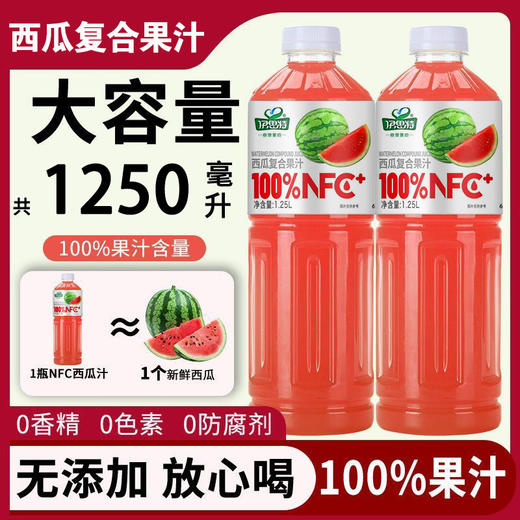 【2瓶更超值❗️NFC果汁饮料】甄选品质原料鲜果鲜榨，100%NFC冰双西瓜汁饮料整箱瓶装日期果汁清甜爽口1.25L 商品图0
