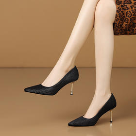 【预售5天】真皮马毛细跟气质高跟鞋春秋新款尖头通勤百搭浅口单鞋H3695