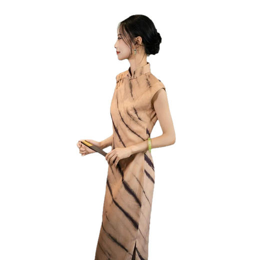 SYK262719传统中式长款全开襟无袖旗袍2025夏季新款日常可穿古法旗袍 商品图4